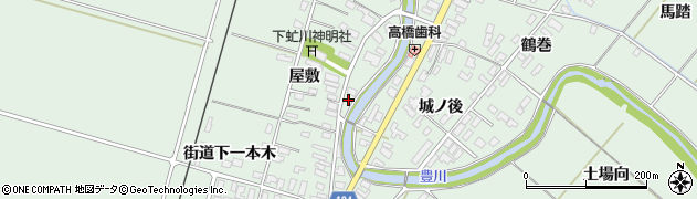 秋田県潟上市飯田川下虻川屋敷154周辺の地図
