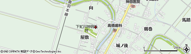 秋田県潟上市飯田川下虻川屋敷7周辺の地図