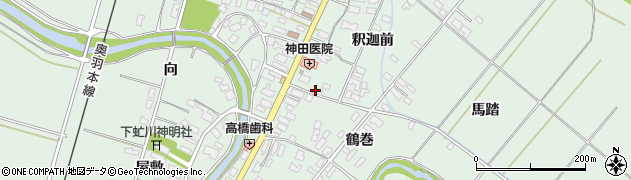秋田県潟上市飯田川下虻川屋敷101周辺の地図