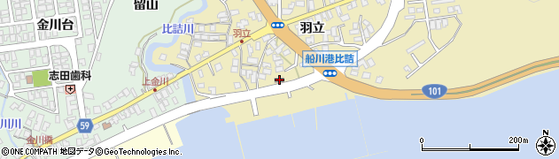秋田県男鹿市船川港比詰羽立86周辺の地図