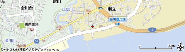 秋田県男鹿市船川港比詰羽立27周辺の地図