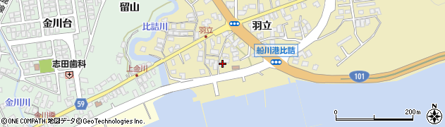 秋田県男鹿市船川港比詰羽立52周辺の地図