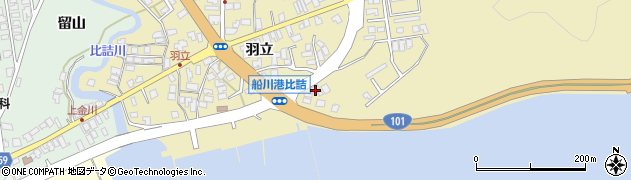 秋田県男鹿市船川港比詰羽立74周辺の地図