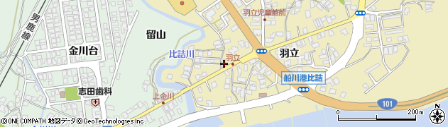 秋田県男鹿市船川港比詰羽立13周辺の地図