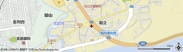 秋田県男鹿市船川港比詰羽立周辺の地図