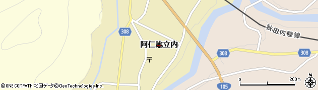 秋田県北秋田市阿仁比立内周辺の地図