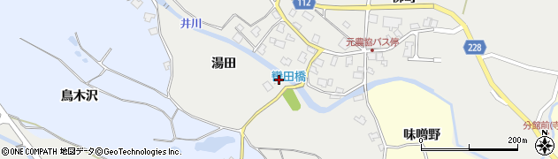 秋田県井川町（南秋田郡）葹田（湯田）周辺の地図