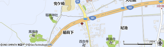 秋田県男鹿市脇本脇本（稲荷下）周辺の地図