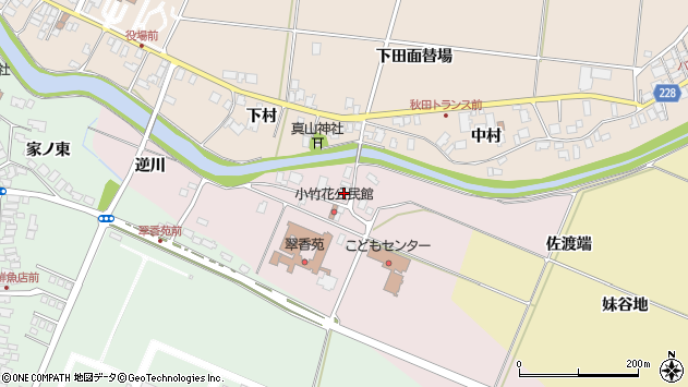 〒018-1515 秋田県南秋田郡井川町小竹花の地図