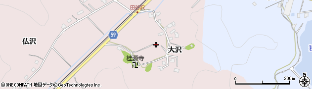 秋田県男鹿市脇本田谷沢（大沢）周辺の地図