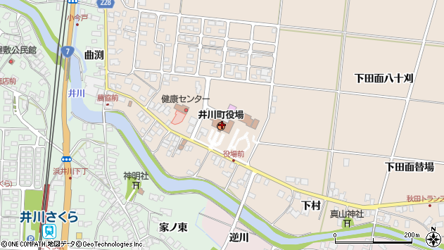 〒018-1500 秋田県南秋田郡井川町（以下に掲載がない場合）の地図