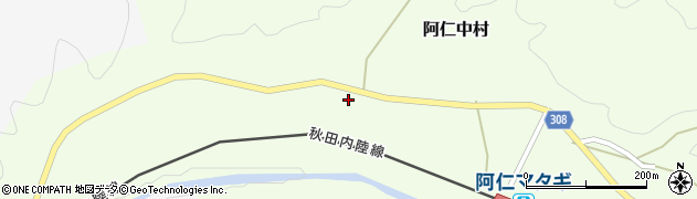 秋田県北秋田市阿仁中村（中村水上沢）周辺の地図