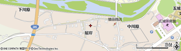 秋田県五城目町（南秋田郡）上樋口（屋岸）周辺の地図
