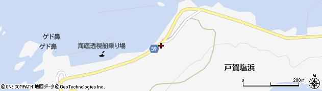秋田県男鹿市戸賀塩浜漁元崎周辺の地図