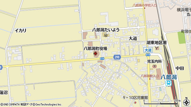 〒018-1600 秋田県南秋田郡八郎潟町（以下に掲載がない場合）の地図