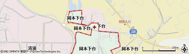 秋田県八郎潟町（南秋田郡）野田（下台）周辺の地図