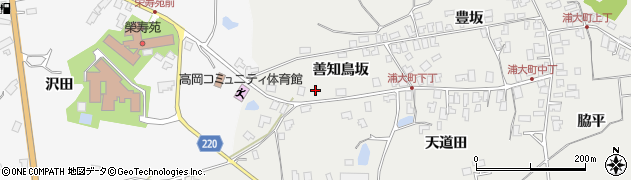 秋田県八郎潟町（南秋田郡）浦大町（善知鳥坂）周辺の地図