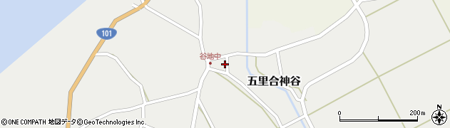 秋田県男鹿市五里合神谷（谷地中）周辺の地図