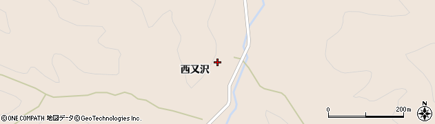 秋田県三種町（山本郡）上岩川（西又沢）周辺の地図