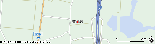 秋田県三種町（山本郡）鵜川（萱刈沢）周辺の地図