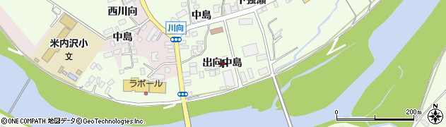 秋田県北秋田市米内沢出向中島周辺の地図