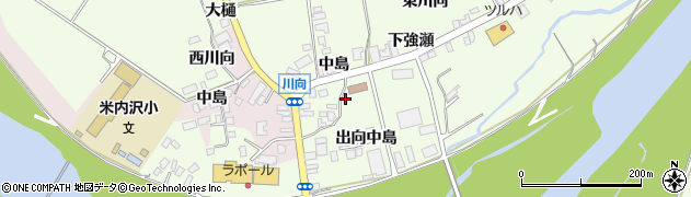 秋田県北秋田市米内沢出向中島37周辺の地図