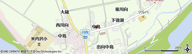 秋田県北秋田市米内沢（中島）周辺の地図