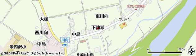 秋田県北秋田市米内沢（下強瀬）周辺の地図