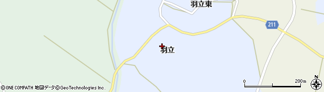 秋田県三種町（山本郡）外岡（羽立）周辺の地図