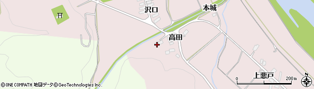 秋田県北秋田市本城高田17周辺の地図