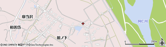 秋田県北秋田市本城（家ノ下）周辺の地図