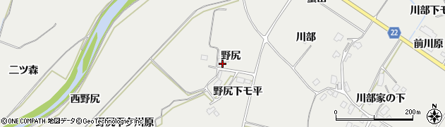 秋田県鹿角市八幡平野尻周辺の地図
