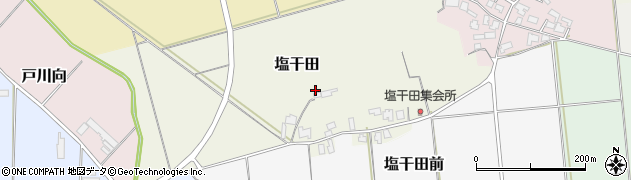 秋田県能代市塩干田周辺の地図