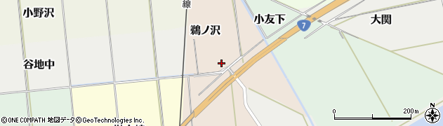 秋田県能代市鵜ノ沢周辺の地図