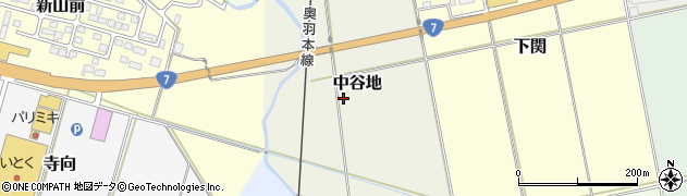秋田県能代市中谷地周辺の地図