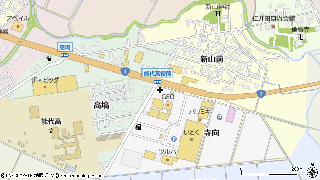 〒016-0188 秋田県能代市寺向の地図