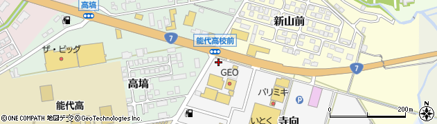 秋田県能代市寺向周辺の地図