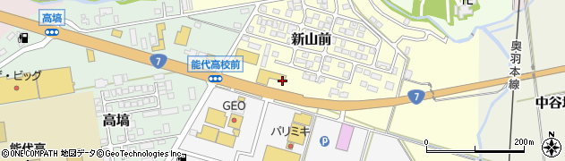 秋田県能代市新山前周辺の地図