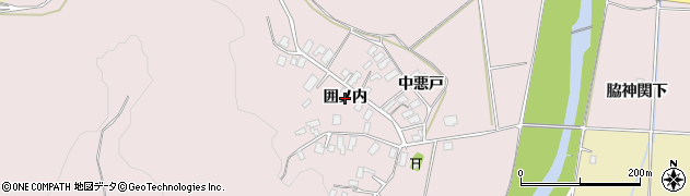 秋田県北秋田市中屋敷（囲ノ内）周辺の地図