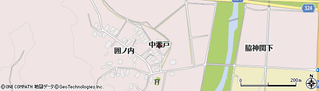 秋田県北秋田市中屋敷（中悪戸）周辺の地図