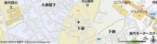秋田県能代市下瀬周辺の地図