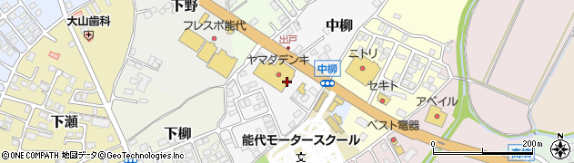 秋田県能代市中柳周辺の地図
