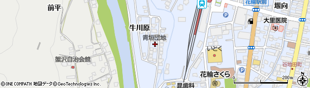 秋田県鹿角市花輪（牛川原）周辺の地図