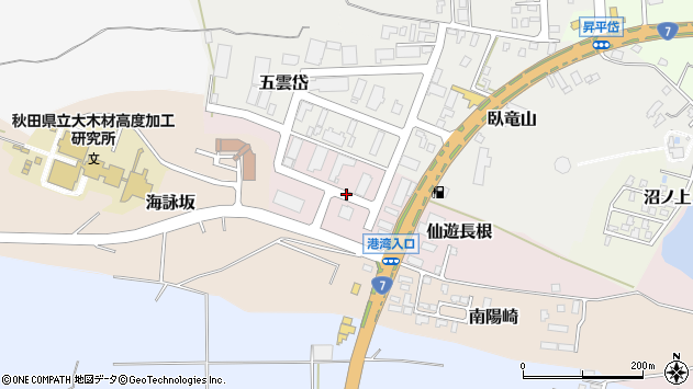 〒016-0877 秋田県能代市仙遊長根の地図