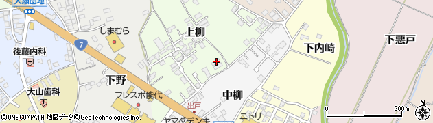 秋田県能代市上柳4周辺の地図
