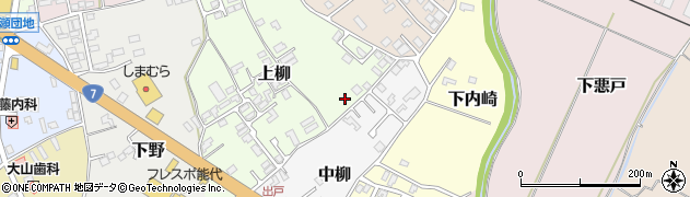 秋田県能代市上柳3周辺の地図