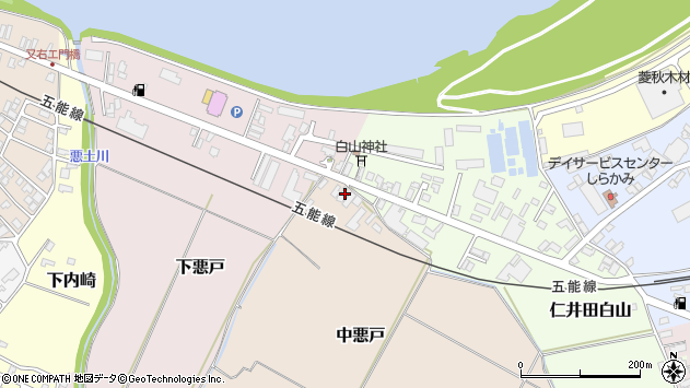 〒016-0114 秋田県能代市中悪戸の地図