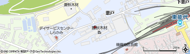 秋田県能代市悪戸周辺の地図