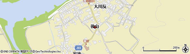 秋田県能代市二ツ井町仁鮒後山周辺の地図
