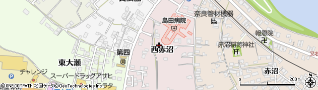 秋田県能代市西赤沼周辺の地図